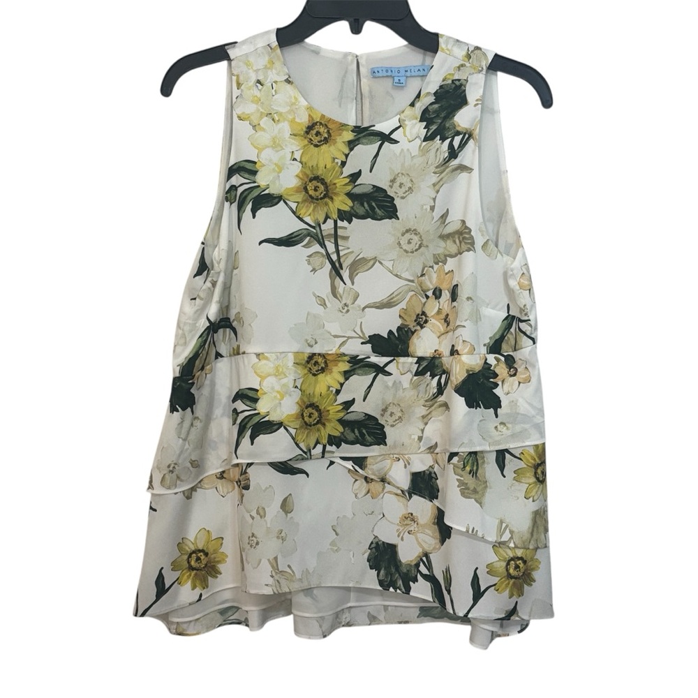Last Chance 🚨 Antonio Melani Floral Sleeveless Top - Cream and Yellow